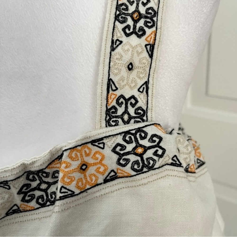 Madewell Linen Blend Cropped Embroidered‎ Tiered Anita Smock Top Small White Y2K - Picture 5 of 8